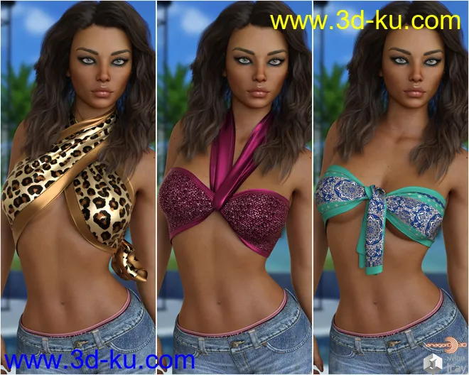 VERSUS - dForce Bandana Tops for Genesis 8 Females模型的图片1