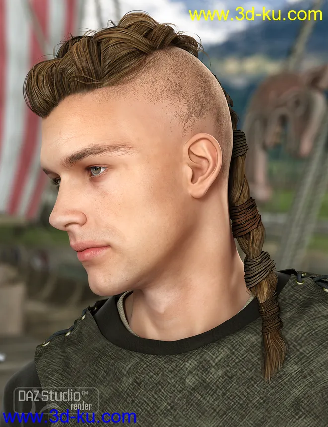 Viking Male Hair for Genesis and Genesis 2 Male(s)模型的图片1