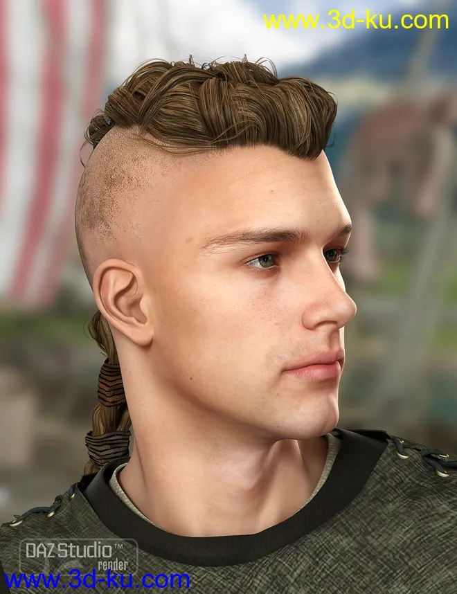 Viking Male Hair for Genesis and Genesis 2 Male(s)模型的图片2