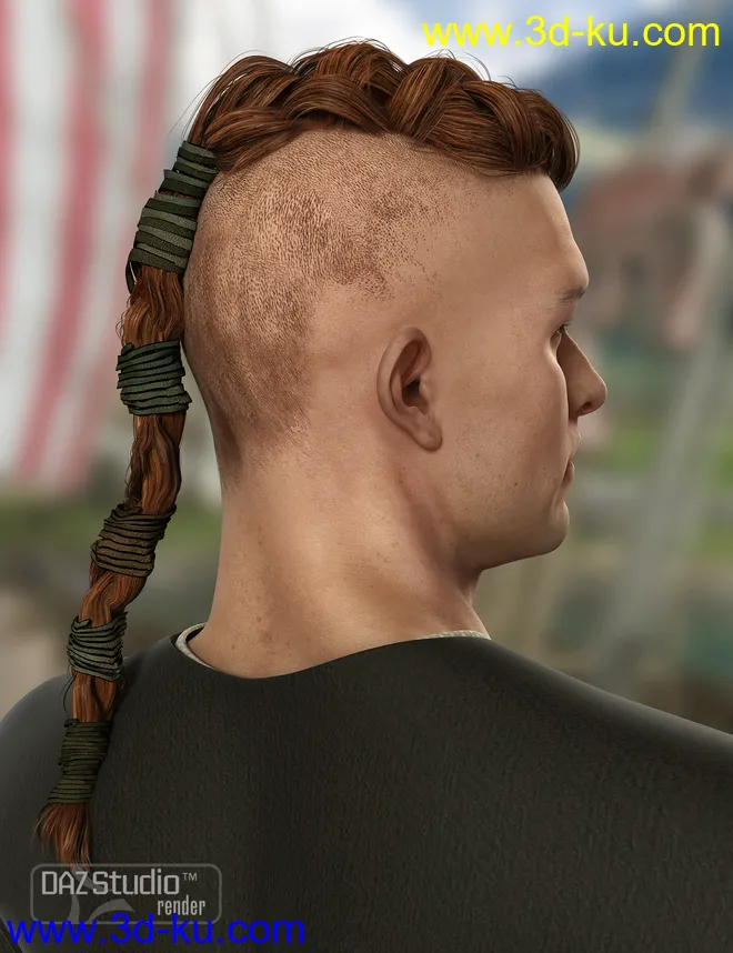 Viking Male Hair for Genesis and Genesis 2 Male(s)模型的图片4