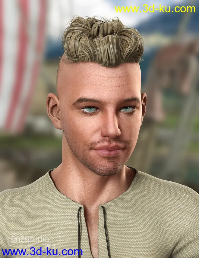 Viking Male Hair for Genesis and Genesis 2 Male(s)模型的图片5