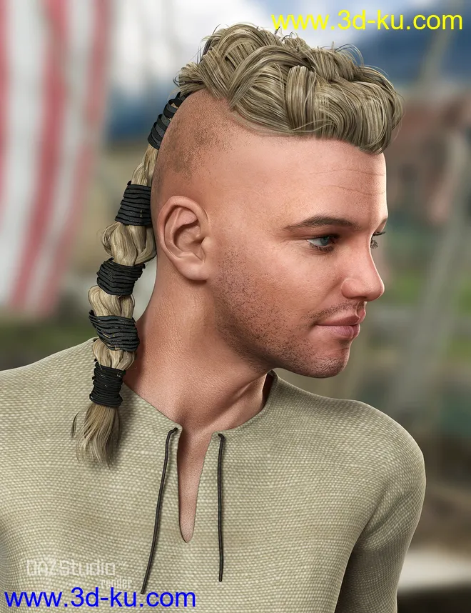 Viking Male Hair for Genesis and Genesis 2 Male(s)模型的图片6