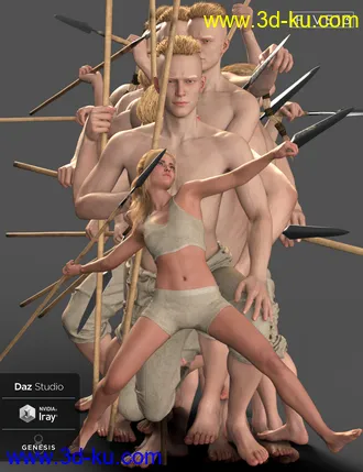 3D打印模型Viking Spear and Spear Poses for Genesis 8 and 8.1的图片