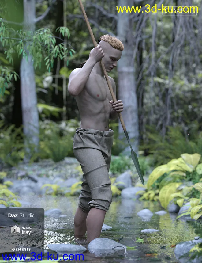 Viking Spear and Spear Poses for Genesis 8 and 8.1模型的图片2