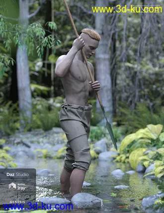 3D打印模型Viking Spear and Spear Poses for Genesis 8 and 8.1的图片