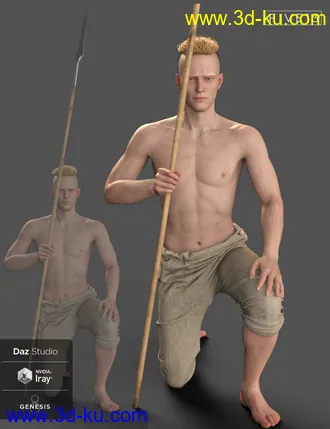 3D打印模型Viking Spear and Spear Poses for Genesis 8 and 8.1的图片