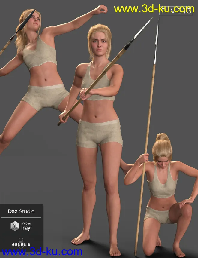 Viking Spear and Spear Poses for Genesis 8 and 8.1模型的图片7