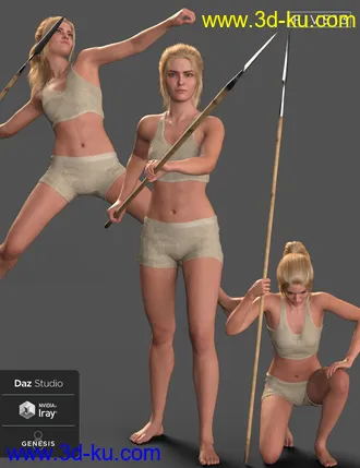 3D打印模型Viking Spear and Spear Poses for Genesis 8 and 8.1的图片