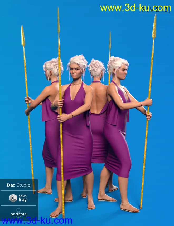 Viking Spear and Spear Poses for Genesis 8 and 8.1模型的图片8