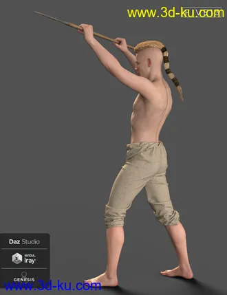 3D打印模型Viking Spear and Spear Poses for Genesis 8 and 8.1的图片