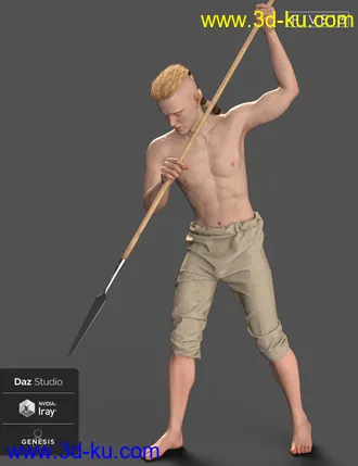 3D打印模型Viking Spear and Spear Poses for Genesis 8 and 8.1的图片