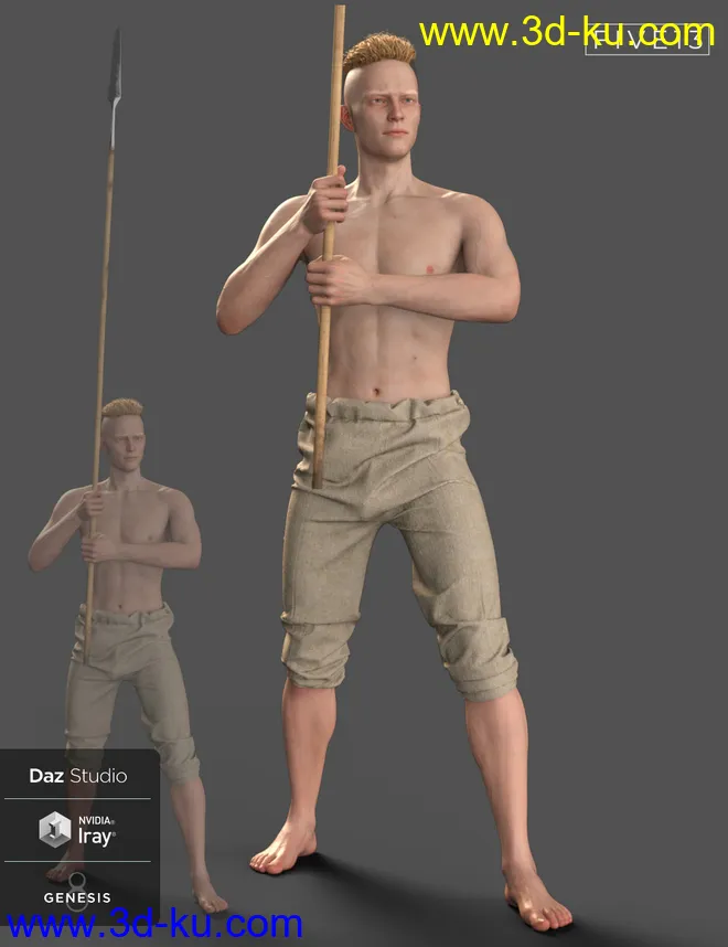 Viking Spear and Spear Poses for Genesis 8 and 8.1模型的图片16