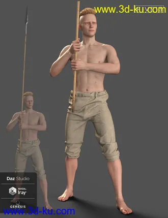 3D打印模型Viking Spear and Spear Poses for Genesis 8 and 8.1的图片