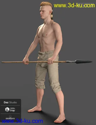 3D打印模型Viking Spear and Spear Poses for Genesis 8 and 8.1的图片