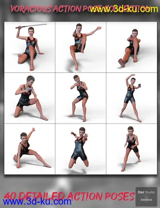 3D打印模型Voracious Action Poses for Genesis 8 Female的图片