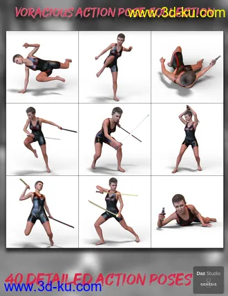 3D打印模型Voracious Action Poses for Genesis 8 Female的图片
