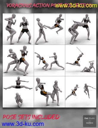 3D打印模型Voracious Action Poses for Genesis 8 Female的图片