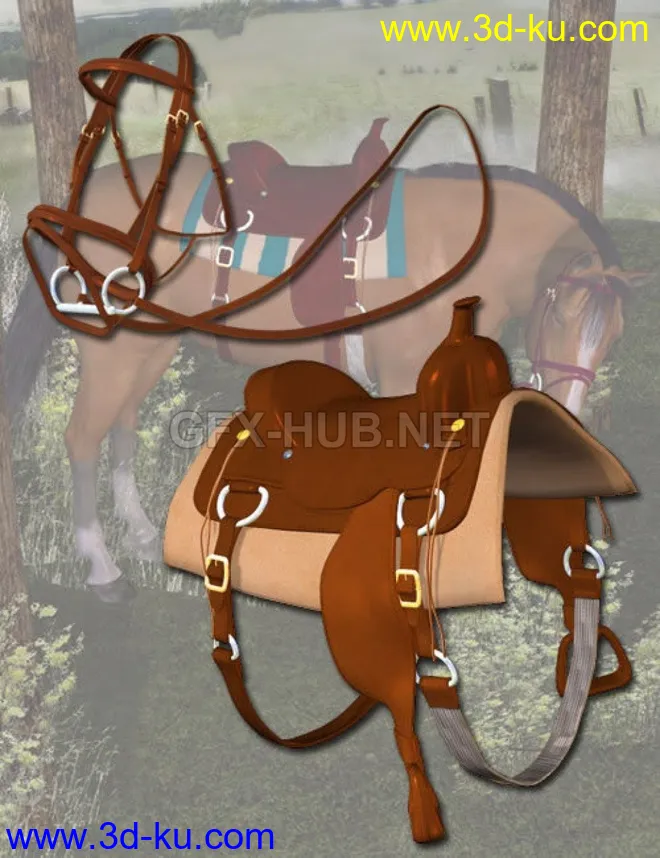 Western Horse Tack for the Millennium Horse模型的图片1
