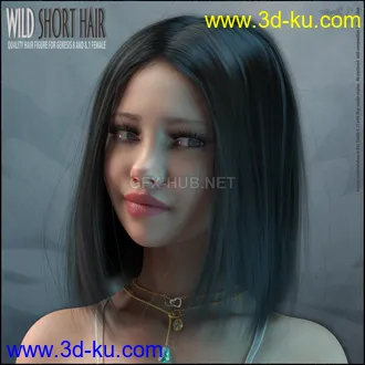 3D打印模型Wild Short Hair for Genesis 8 and 8.1的图片