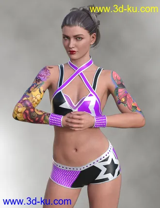 3D打印模型Wrestling Goddess Outfit and Hair for Genesis 8 and Genesis 8.1 Females的图片