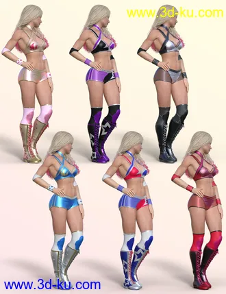 3D打印模型Wrestling Goddess Outfit and Hair for Genesis 8 and Genesis 8.1 Females的图片