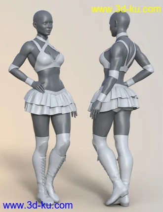 3D打印模型Wrestling Goddess Outfit and Hair for Genesis 8 and Genesis 8.1 Females的图片