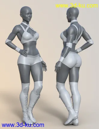 3D打印模型Wrestling Goddess Outfit and Hair for Genesis 8 and Genesis 8.1 Females的图片