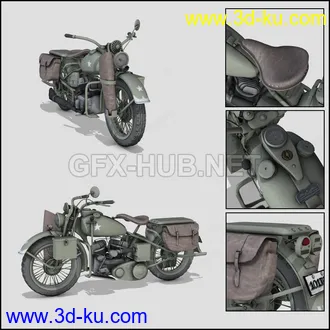 3D打印模型WW2 USA WLA MOTORCYCLE的图片