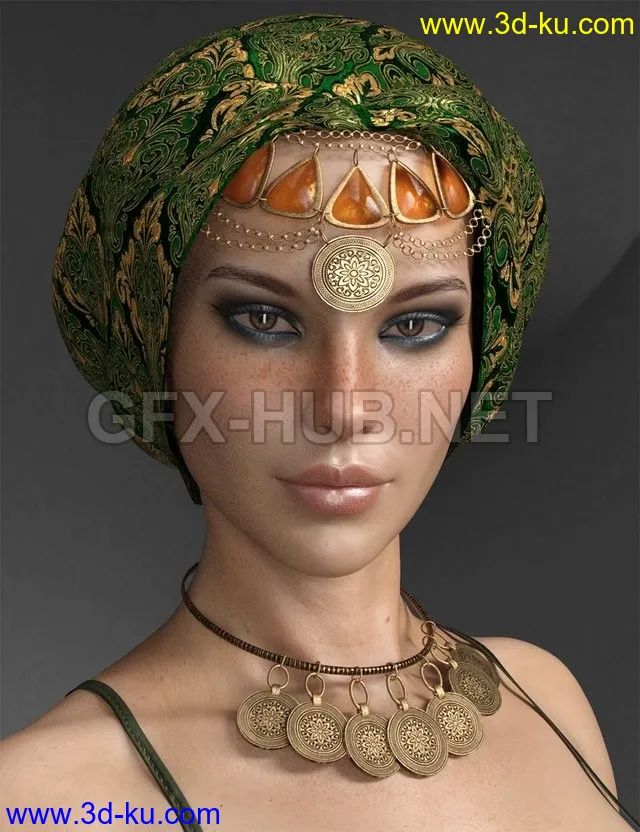 X Fashion Headpiece and Accessories for Genesis 8 Females模型的图片1