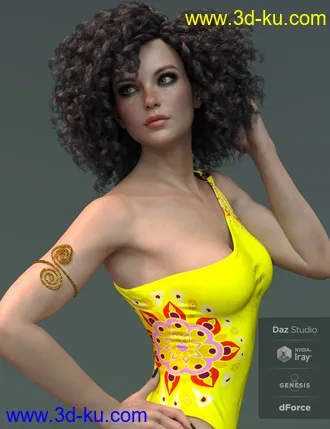 3D打印模型X-Fashion Mandala Swimsuit for Genesis 8 Female(s)的图片