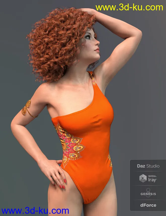 X-Fashion Mandala Swimsuit for Genesis 8 Female(s)模型的图片3