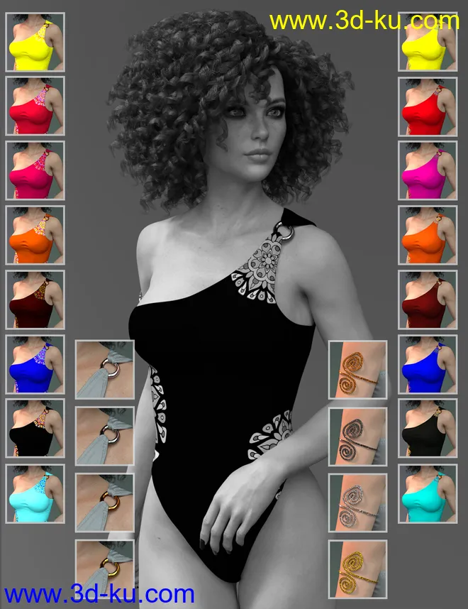X-Fashion Mandala Swimsuit for Genesis 8 Female(s)模型的图片5