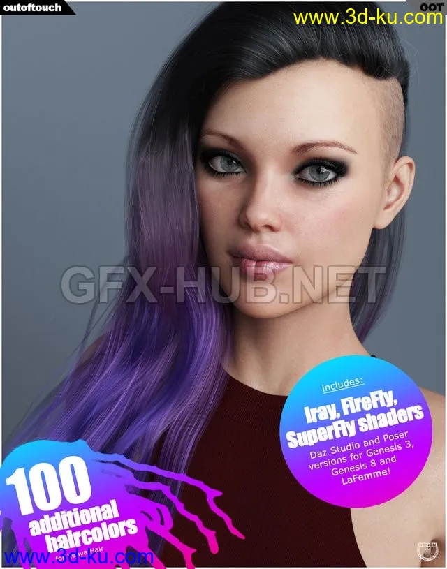 Xenya Hair Texture XPansion for Genesis 3 and 8 and La Femme模型的图片1