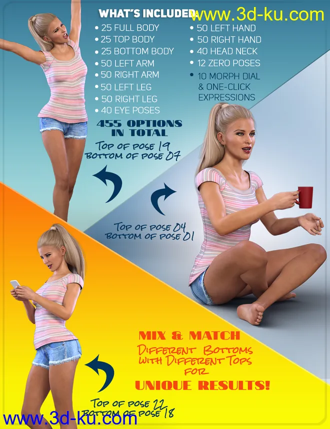 Z Everyday Activities - Poses and Expressions for Genesis 8 Female and Victoria 8模型的图片2