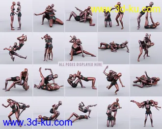 3D打印模型Z Fierce Combat Couple Poses for Genesis 8 and 8.1 Female的图片
