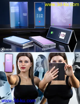 3D打印模型Z Folding Smartphone and Poses Mega Set for Genesis 8 and 8.1 Female的图片