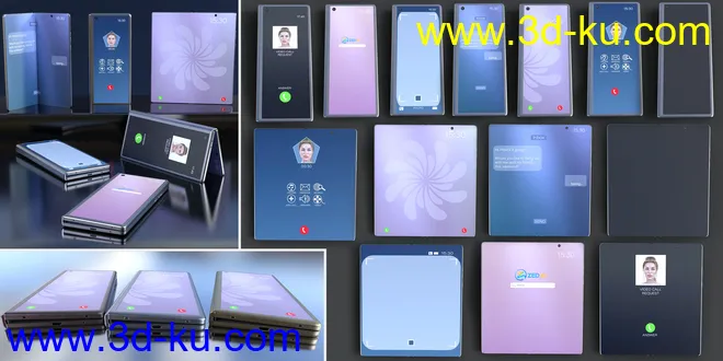 Z Folding Smartphone and Poses Mega Set for Genesis 8 and 8.1 Female模型的图片3