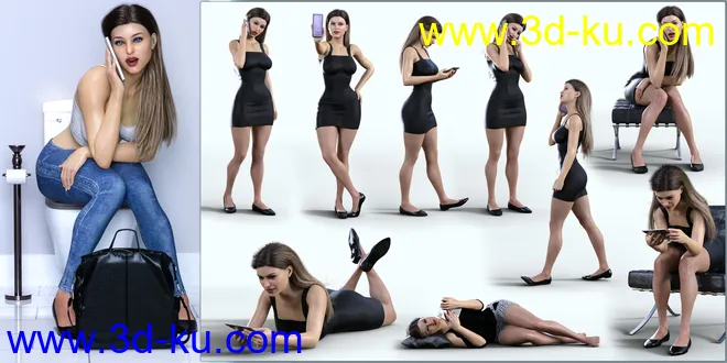 Z Folding Smartphone and Poses Mega Set for Genesis 8 and 8.1 Female模型的图片5