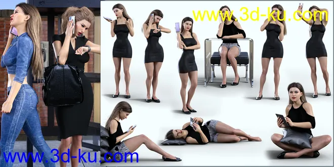 Z Folding Smartphone and Poses Mega Set for Genesis 8 and 8.1 Female模型的图片6