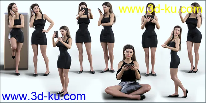 Z Folding Smartphone and Poses Mega Set for Genesis 8 and 8.1 Female模型的图片7