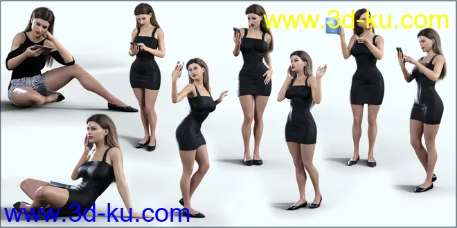 Z Folding Smartphone and Poses Mega Set for Genesis 8 and 8.1 Female模型的图片8