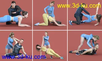 3D打印模型Z My Fitness Coach Couple Poses for Genesis 8 and 8.1的图片