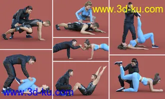 3D打印模型Z My Fitness Coach Couple Poses for Genesis 8 and 8.1的图片