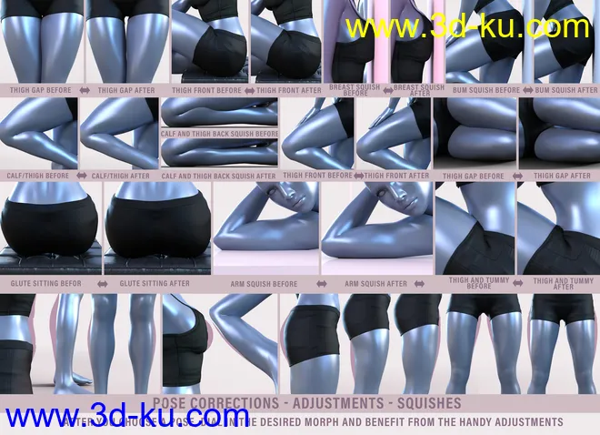 Z Pose Correction Morphs and Poses for Genesis 8 and 8.1 Female模型的图片3