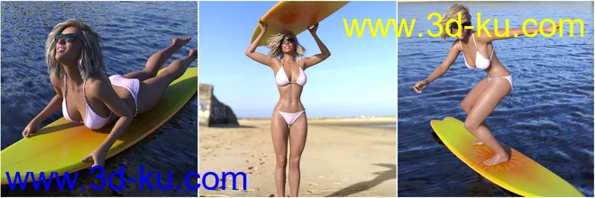 Z Surfboard and Poses for Genesis 3 and 8模型的图片5