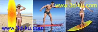 3D打印模型Z Surfboard and Poses for Genesis 3 and 8的图片