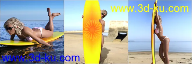 Z Surfboard and Poses for Genesis 3 and 8模型的图片8
