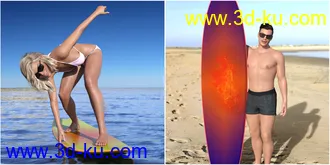3D打印模型Z Surfboard and Poses for Genesis 3 and 8的图片