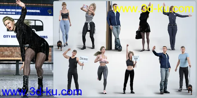 Z Urban City Pose Mega Set for Genesis 3 and 8模型的图片4