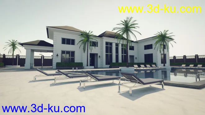 30 HDRIs - Luxury Pool Mansion Day模型的图片6